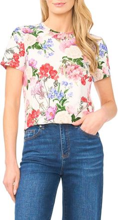 Ted Baker Willow Floral Knit T-Shirt in Ultra White at Nordstrom, Size X-Large
