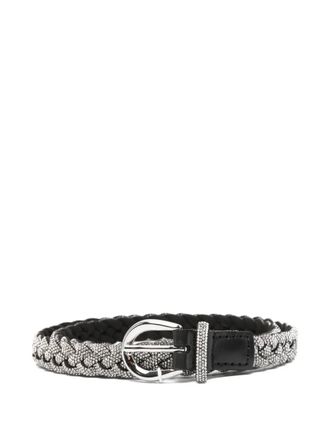 D&eacute;hanche Priscilla rhinestone braided belt - Nero