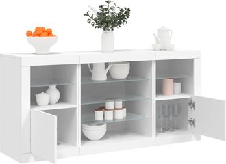 vidaXL Aparador Con Luces Led Blanco 142,5x37x67 Cm Vidaxl