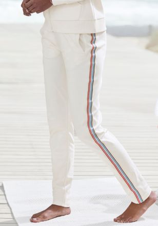 H.I.S Sweathose H.I.S, Damen, Gr. 32/34, N-Gr, beige (ecru), Interlock, Obermaterial: 60% Baumwolle, 40% Polyester, unifarben, Basic, bequem lang, Hosen Swe