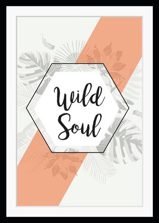 Queence Bild »Wild Soul« Schriftzug Sprüche & Texte HD Premium Poster-Druck inkl. Holzrahmen