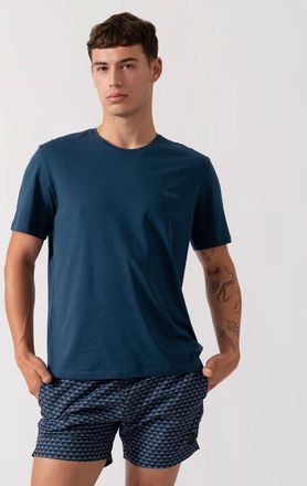 HUGO BOSS Mens BOSS Orange Mix&Match Mens Stretch-Cotton Loungewear T-Shirt with Embroidered Logo - Open Blue 480 - Navy - Size: 40