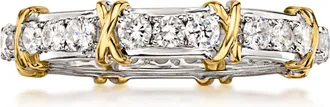 Ross-Simons Lab-Grown Diamond Xo Eternity Band in Sterling Silver and 18kt Gold Over Sterling