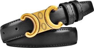 Generic Womens genuine leather belt with gold buckle is most suitable for womens dresses, jeans, and belts(105CM,005-heise)
