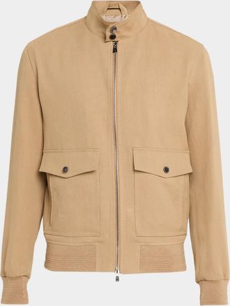 Isaia Men & apos;s Baracuta Virgin Wool Bomber Jacket
