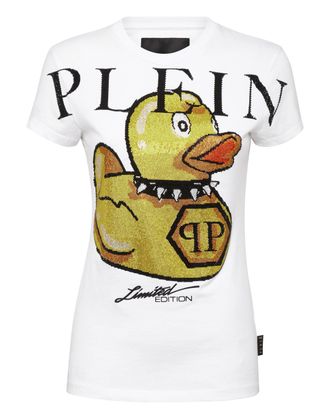 Philipp Plein T-shirt Round Neck SS PP Duck with Crystals