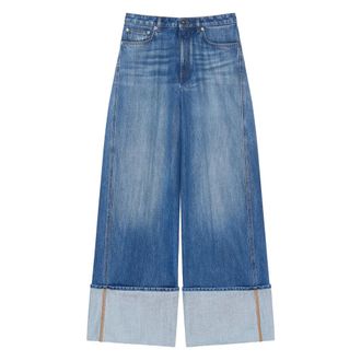 Givenchy Turn Up Denim Trousers - female - Givenchy - Wide Jeans - Blue - W26 - Jeans