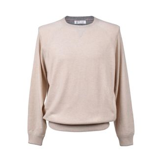 Brunello Cucinelli Sand Cashmere Crew Neck Sweater, Brand Size 58 (US Size 48)