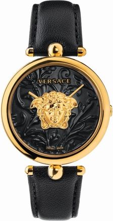 Versace Dameshorloge Palazzo Empire 39 mm Medusa op de wijzerplaat Leren band Veco 01420 - Dames - Horloges - Zwart - ONE Size - Accessoires