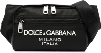 Dolce & Gabbana Black Raised Logo Belt Bag - Mens - Viscose/Polyamide/Acrylic/Calf Leather