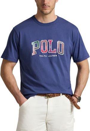 Polo Ralph Lauren Big & Tall India Plaid-Logo Jersey T-Shirt in Light Navy at Nordstrom, Size 4X Big