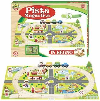 Trade Shop Trade Shop - Pista Magnetica In Legno Percorso Macchinine Giocattolo Gioco Per Bambini +3anni