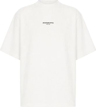 Alexander Wang Logo Print T-shirt met korte mouwen - Heren - T-shirts - Wit - 2XS - Katoen - Tops