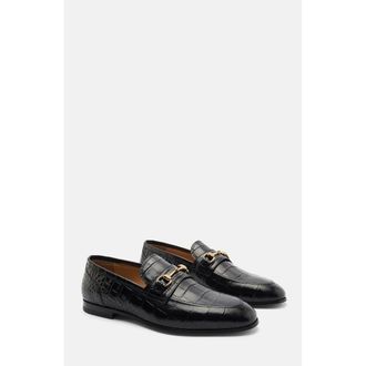 Scarosso Alessandro Loafers in Black - Croco-Printed Calf at Nordstrom, Size 42.5