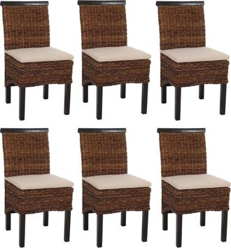Hhg Hhg - Lote De 6 Sillas De Comedor Silla De Mimbre M45 Silla De Mimbre Banana, Oscuro, Con Coj&iacute;n
