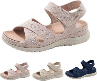 Generic Orthopedic Sandals Women Arch Support Sandals for Women Wide Fit Walking Slides Open Toe Ladies Wedge Shoes Outdoor Anti-Slip Platform Summer Beach Sh