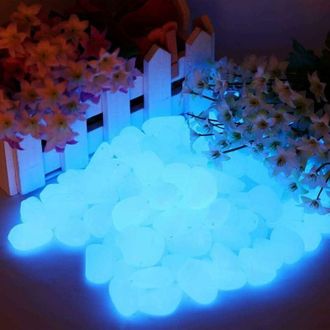 OEM Galets Autoluminescents - Resina No T&oacute;xica Azul Nocturno Para Jard&iacute;n Sendero Acuario Exterior Interior - 200 Unidades