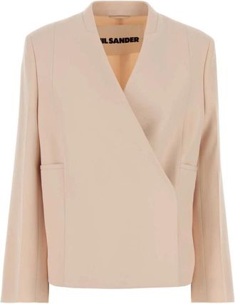 Jil Sander Wollen Blazer - Dames - Blouses - Roze - S - Wol - Overhemden