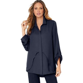 Roaman's Georgette Overlay Big Shirt in Navy at Nordstrom, Size 30