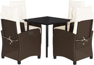 vidaXL Set Comedor De Jard&iacute;n 5 Piezas Y Cojines Rat&aacute;n Sint&eacute;tico Marr&oacute;n Vidaxl