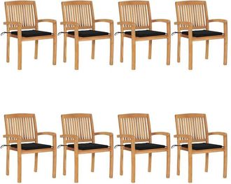 vidaXL Sillas De Jard&iacute;n Apilables 8 Uds Madera De Teca Con Cojines Vidaxl