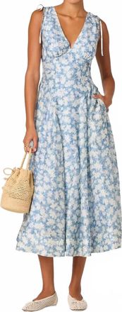 Astr Emmery Wrap Midi Dress In Blue Floral