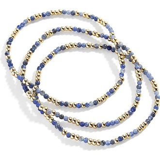 BaubleBar Sadie Set of 3 Semiprecious Bead Stretch Bracelets in Navy at Nordstrom