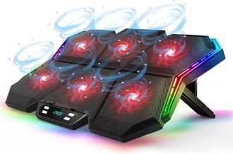 OEM 1 Socle De Refroidissement, 6 Ventilateurs, &Eacute;clairage Rgb, &Eacute;cran Led, 7 Hauteurs, Pour Ordinateur Portable 17 Pouces