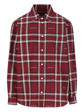 Gucci tartan-pattern logo shirt - Red
