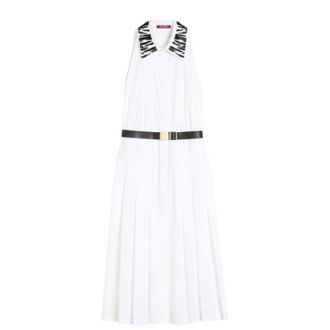 Max Mara Shirt Dresses, female, White, Size: 2XS Sleeveless Midi Shirt Dress