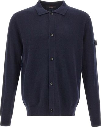 Peuterey Candies Cardigan - Heren - Vesten - Blauw - XL - Wol - Truien & Vesten