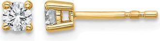 Diamond2Deal 1/4 ct Round Cut Lab Grown Diamond Stud Earrings 14k Yellow Gold VS, D-E