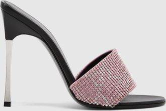 Gucci Womens Crystal Bombshell Slide Sandal, Pink, Fabric