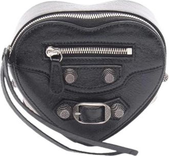 Balenciaga Pre-owned Clutches, female, Black, Size: ONE SIZE Pre-owned LE Cagole Heart Leather Pouch