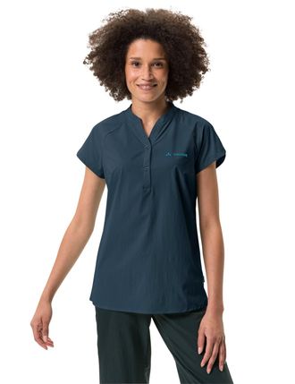 Vaude Funktionsbluse VAUDE WOMENS YARAS SL SHIRT II, Gr. 36, blau (schwarz sea uni), Trikot, Obermaterial: 86% Polyamid, 14% Elasthan, unifarben, loose fit,
