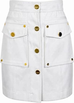 Elisabetta Franchi Skirts - Dames - Kokerrokken - Wit - S - Leer - Rokken