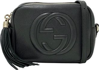 Gucci Pre-owned Cross Body Bags, female, Black, Size: ONE SIZE Pre-owned Crossbody Bag with Tassel Accent Crafted with Fine Leather