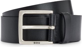 HUGO BOSS Lederg&uuml;rtel BOSS Rummi_Sz40, Herren, Gr. 11,5, schwarz, Rindsleder, unifarben, Basic, G&uuml;rtel Lederg&uuml;rtel, aus italienischem Leder mit Metall-Details i