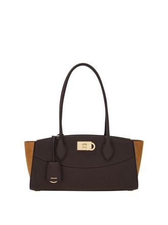 Ferragamo Dark Brown Studio Soft Medium Shoulder Bag