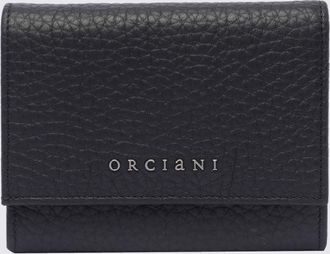 Orciani Portafoglio bifold in pelle di vitello martellata con patta