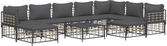 vidaXL Juego De Muebles De Jard&iacute;n 10 Pzas Y Cojines Rat&aacute;n Pe Antracita Vidaxl