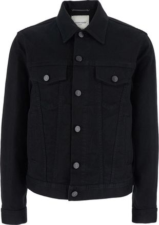 Jacob Cohen brad Black Jacket With Classic Collar And Logo Patch On The Rear In Denim Man