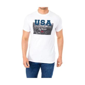 La Martina Tops, Heren, Wit, XL, Katoen, Geribbelde T-Shirt