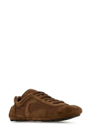 Prada Mens Brown Suede And Re-Nylon Montecarlo Re-Edition 2005 Sneakers Palissandro
