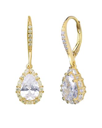 Rachel Glauber 18K Over Silver Cz Drop Earrings