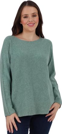 Generic Womens Knit Long Sleeve Jumper, Ladies Plain Italian Knitted Loose Fit Sweater Pullover Top - Sage Green