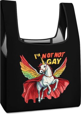 Generic LGBT Unicorn Rainbow Gay Shopping Bag Reusable Grocery Tote Bag Foldable Handbag for Travel Picnic
