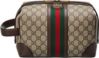 Gucci Savoy Gg Supreme Canvas & Leather Toiletry Case