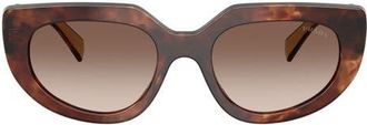 Prada 54mm Oval Sunglasses in Caramel Tortoise /Brown at Nordstrom