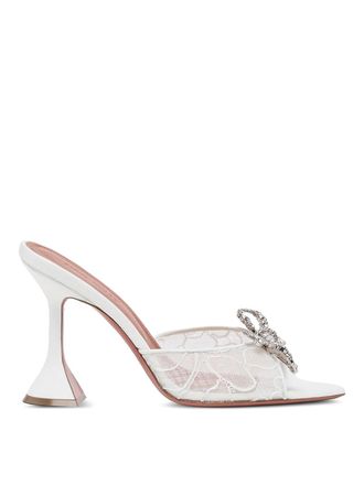 Amina Muaddi Ivory Lace Slipper Sandals